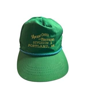 Vintage Ancient Order Of Hibernians Green Dad Hat Rope Brim Green Adjustable Cap